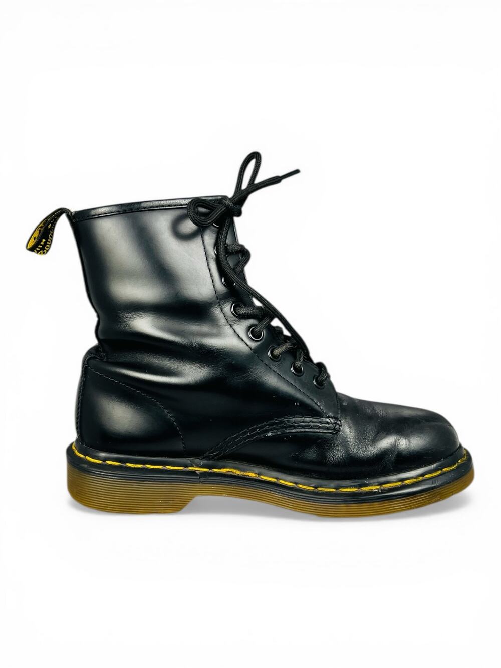 Dr. Martens 1460 Black Smooth Leather Combat Boots 8 Eye Lace Up Women's 6